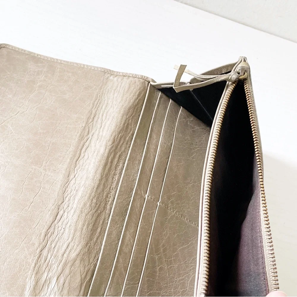 Balenciaga gray leather classic city long wallet